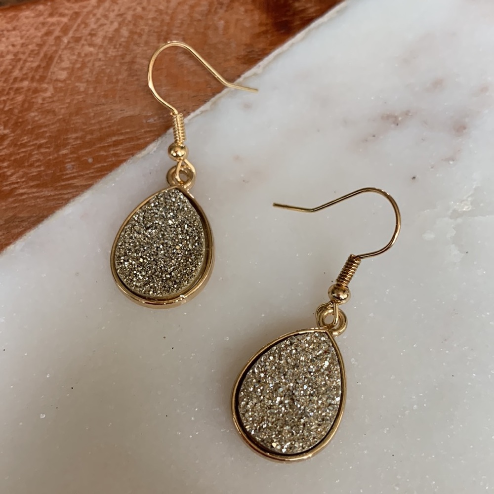Gold Druzy Earrings